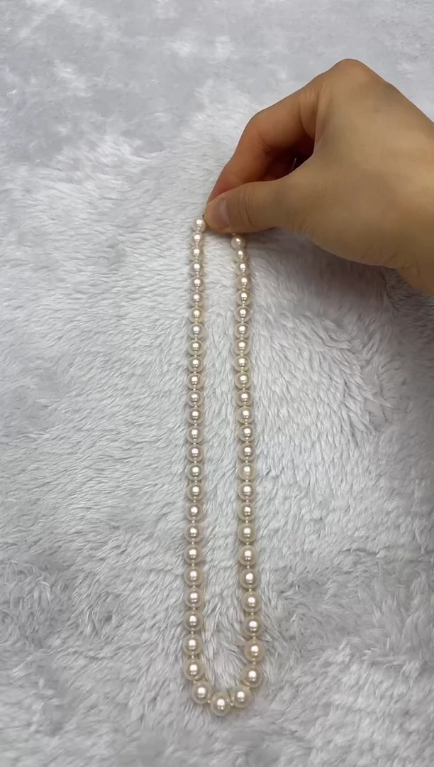 项链银S925镶嵌海水珍珠AK羽皇金7.5-8mm