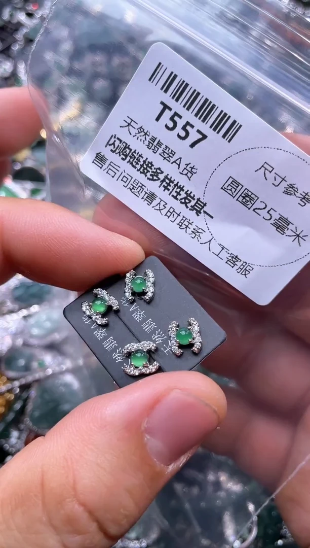 【闪购商品】翡翠颈饰未镶嵌T557耳钉 多样性发其一