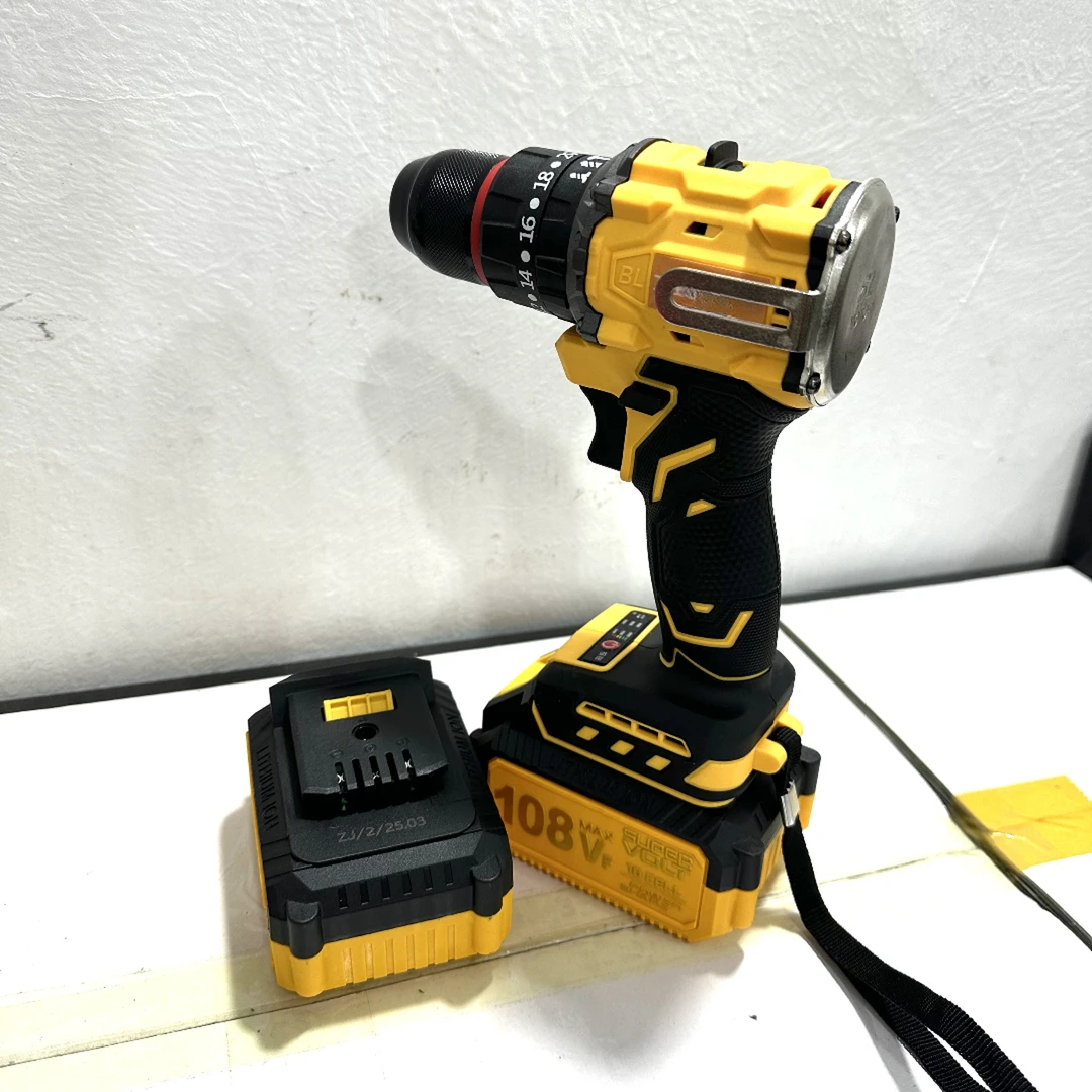 三功能纯铜无刷冲击锂电钻双速多功能螺丝刀可敲击锂电钻手电钻大