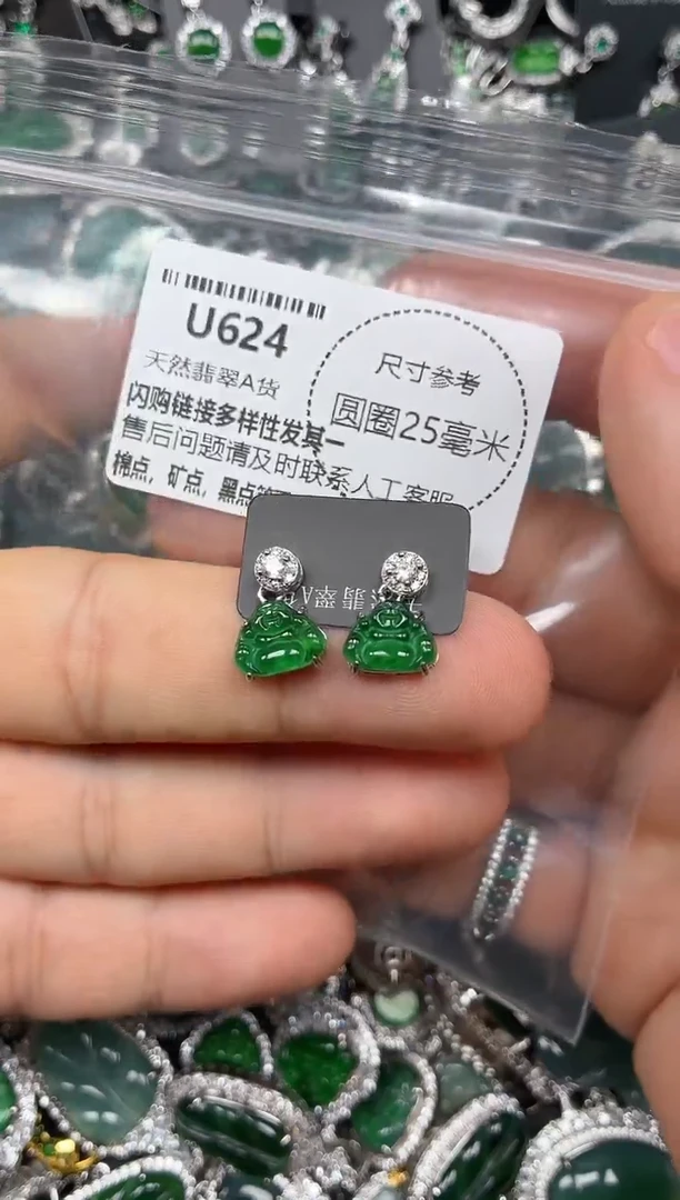 颈饰未镶嵌翡翠U624耳钉