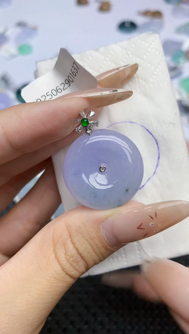 翡翠18K金镶嵌颈饰345   天然翡翠A货