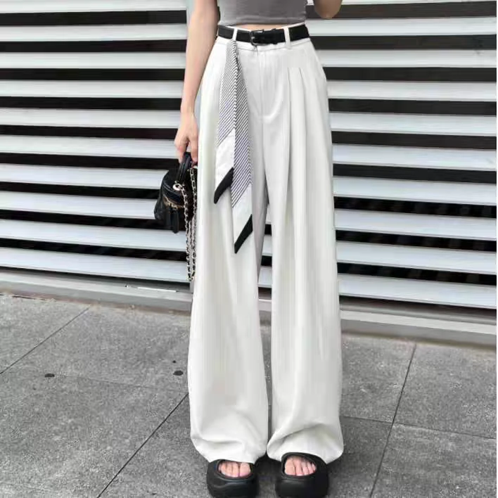 （送腰带+丝巾）新款西装高腰显高显瘦阔腿裤百搭时尚拖地裤97371