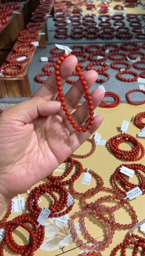 未镶嵌手串南红玛瑙单圈手串一条约5mm+ 多样性发货