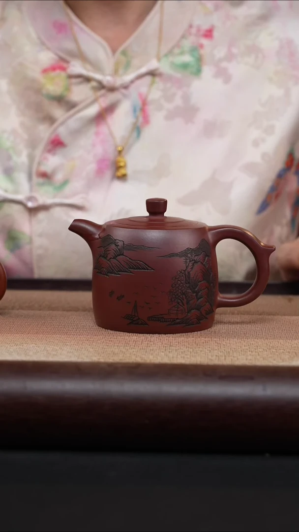 茶壶紫砂龙血砂-刻绘井栏MH-2004