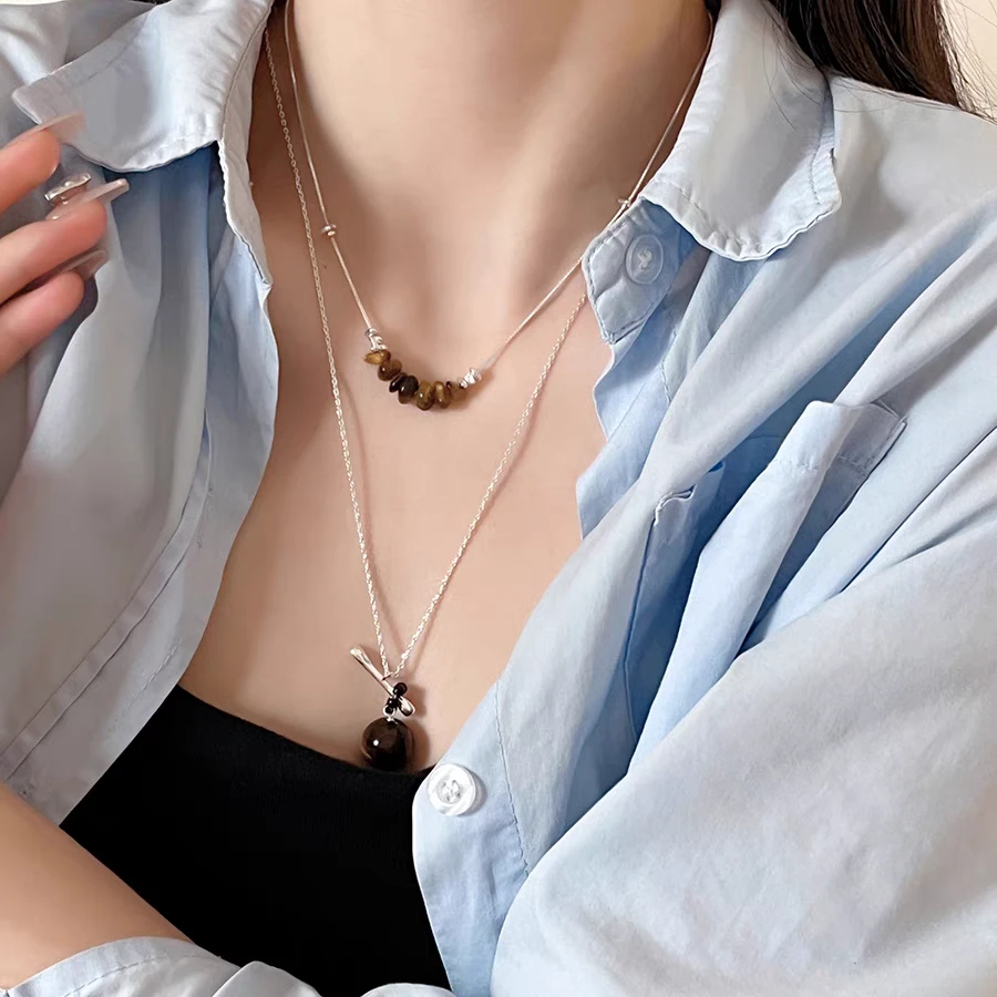 十里间【非常漂亮的虎睛石】项链毛衣链