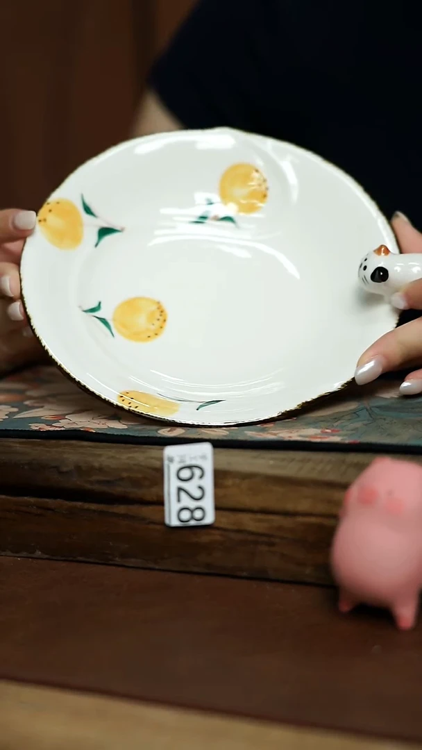 青花猫猫 柠檬盘子