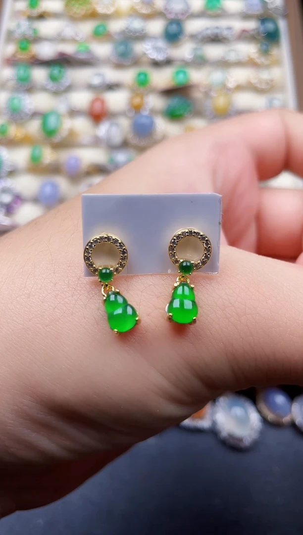银S925镶嵌翡翠耳饰61