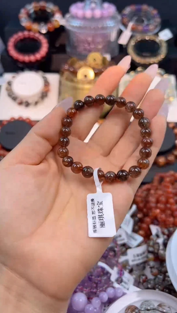水晶手串未镶嵌黑金超7mm+