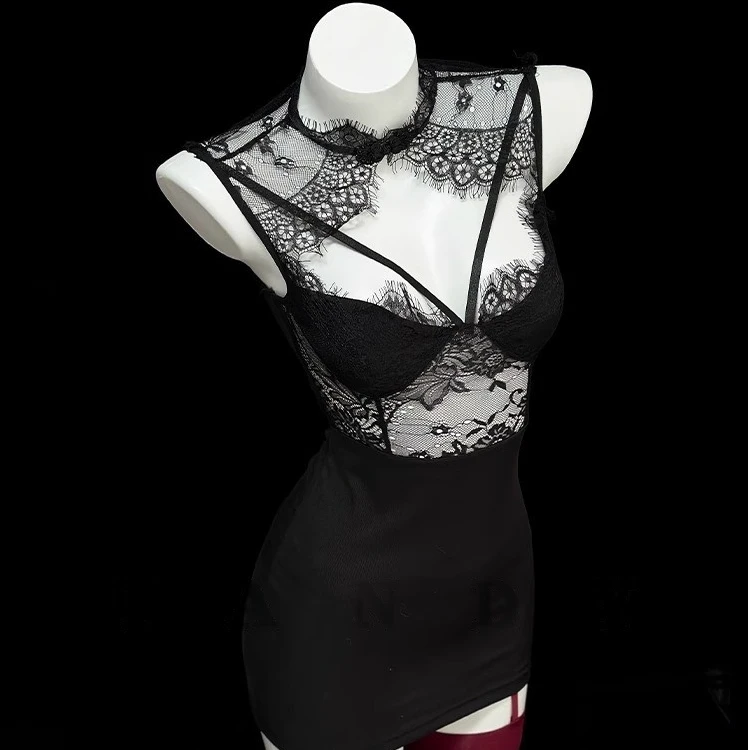 【黑色御姐】性感睡衣女气质蕾丝纯欲包臀连衣裙修身显瘦美背薄款