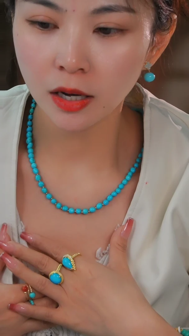 【闪购商品】绿松石项链18K金镶嵌发货一件5-6m