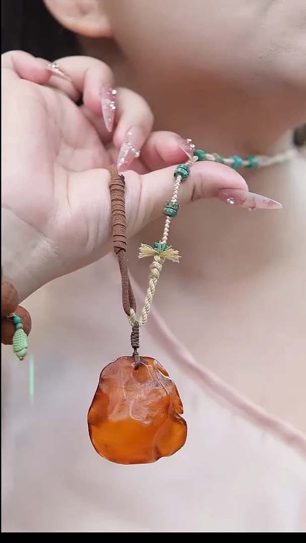 裸石蜜蜡未镶嵌*百搭蜜蜡锁骨链*吊坠设计款*可调节长短