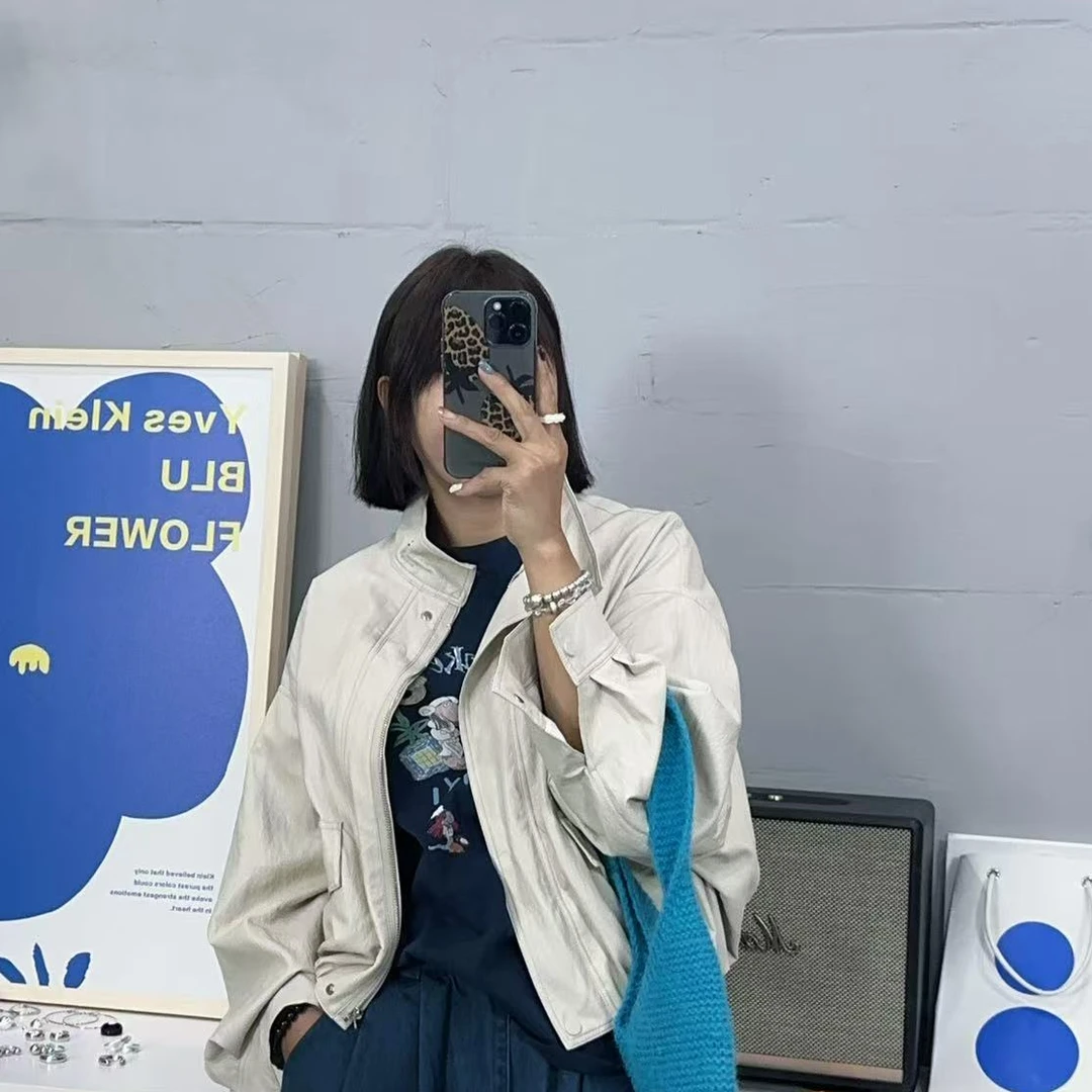 SISTERS奶油风皮皮夹克ins短外套【长58cm】