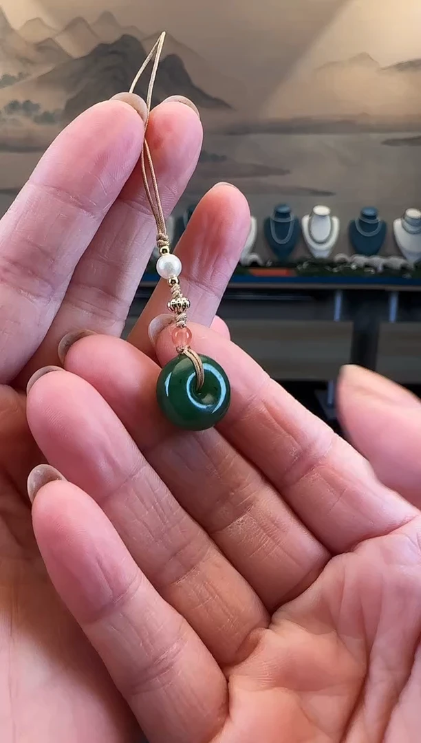 颈饰未镶嵌和田玉平安扣手机链