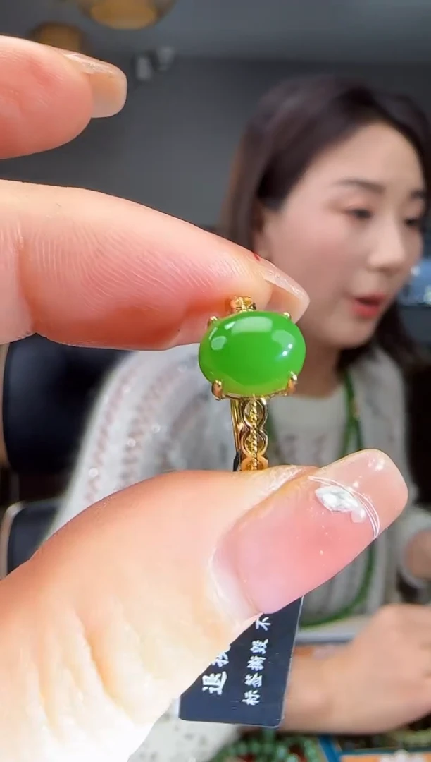 银S925镶嵌戒指和田玉1