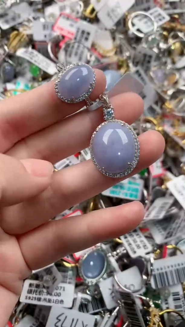 银S925镶嵌戒指翡翠555---2
