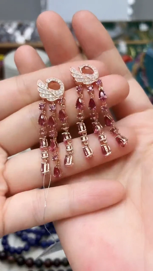 银S925镶嵌耳饰石榴石413BJ1212产品一个（多样性）