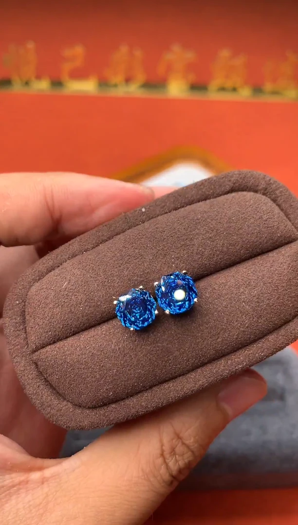 银S925镶嵌托帕石耳饰2222