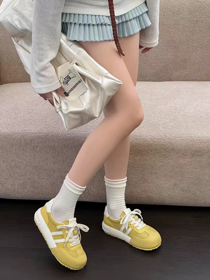 2025新款厚底网面德训鞋女复古软底百搭网鞋运动休闲鞋1118