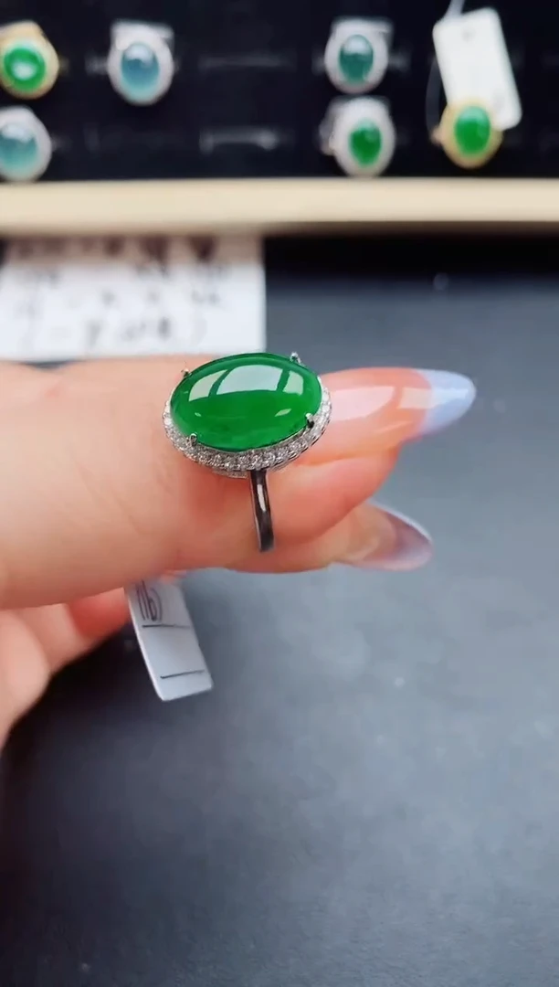 翡翠戒指银S925镶嵌31231