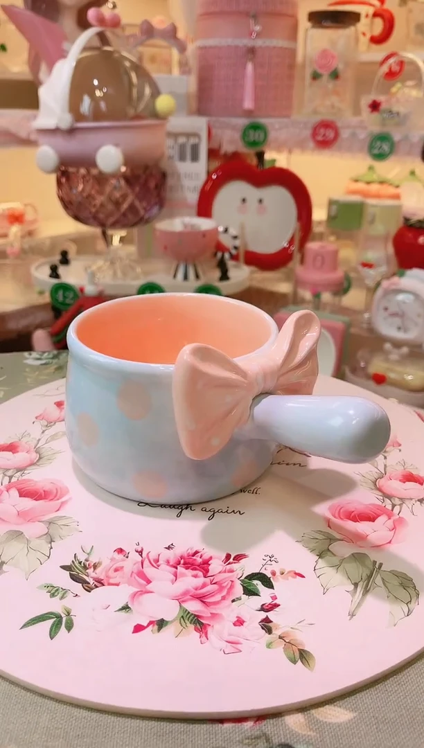 【闪购商品】摆件蝴蝶结手柄碗蓝色品质好，发货快，放心拍