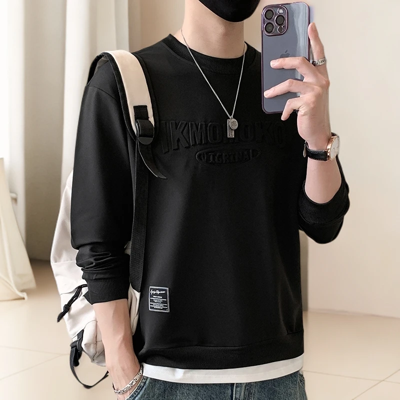 春秋季男士卫衣新款套头圆领长袖T恤时尚休闲潮流打底衫上衣外套
