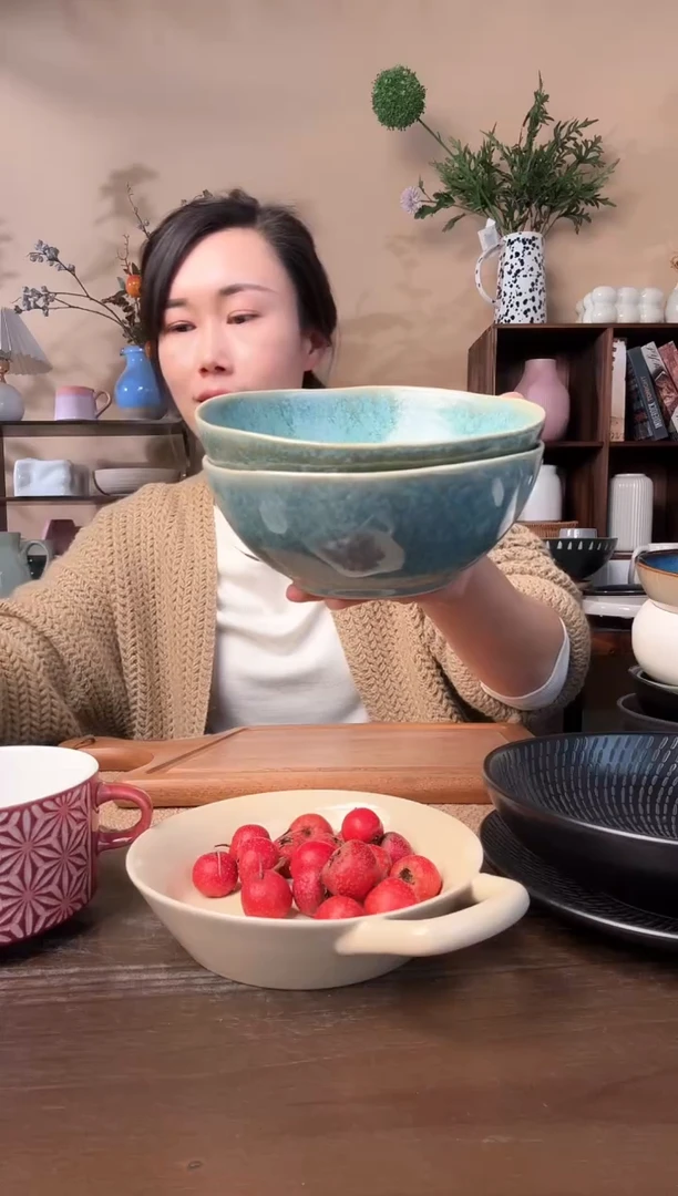 6.5英寸异形窑变碗2只微瑕