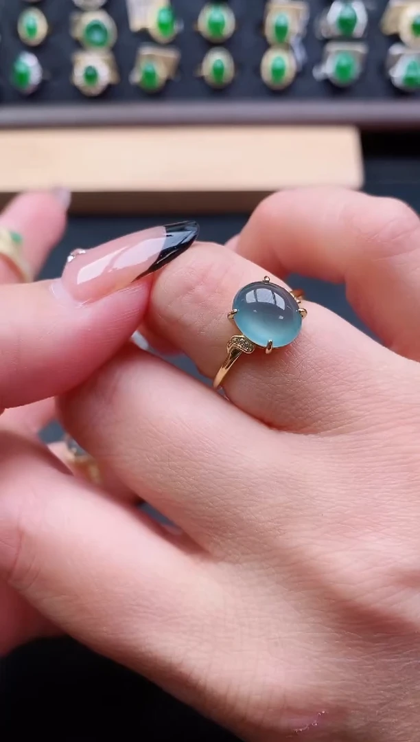 银S925镶嵌戒指翡翠1