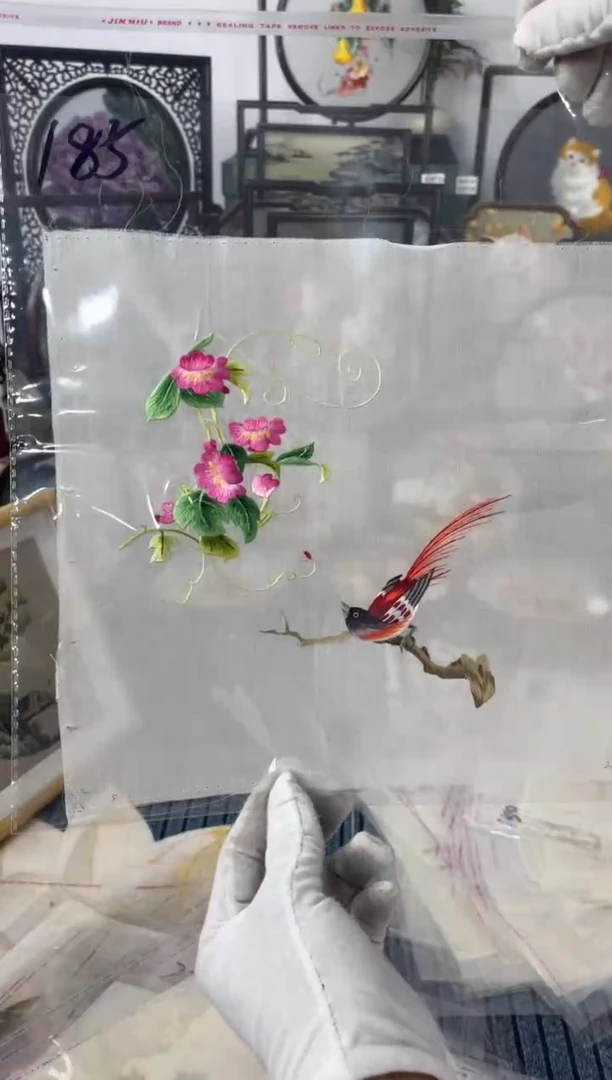 织绣纯手工苏绣双面绣绣布185