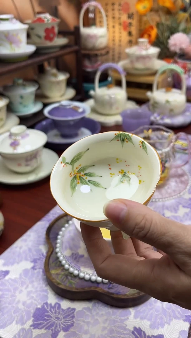 桂花高足杯茶杯茶杯