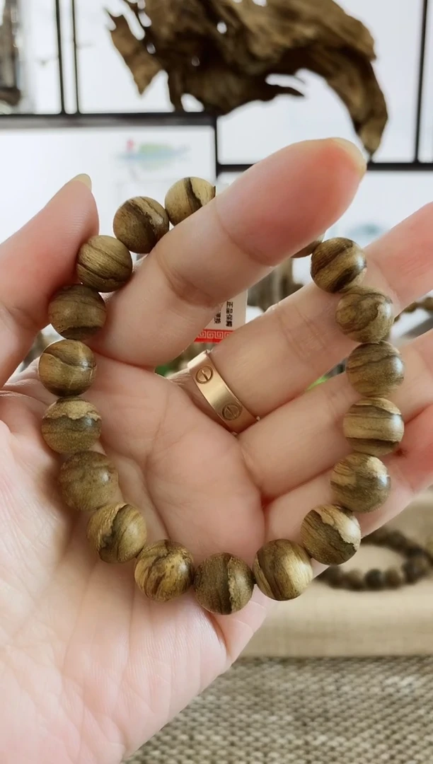 沉香手串正区达拉干虎斑老料11+MM单圈