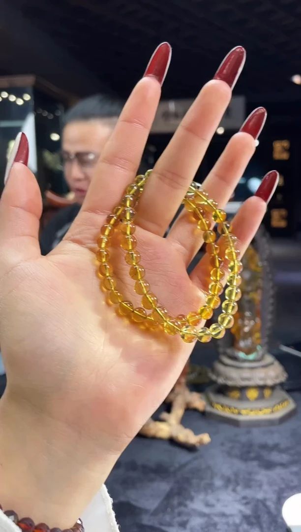 琥珀颈饰未镶嵌缅甸琥珀金蓝手串多样性发其一