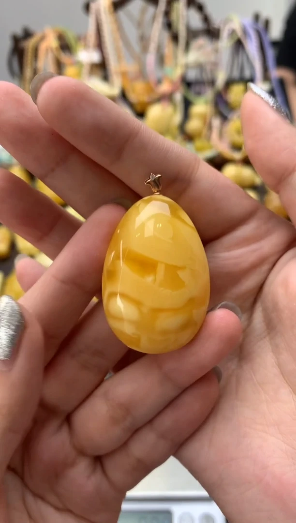 18K金镶嵌琥珀珠宝奇石005琥珀蜜蜡微瑕品