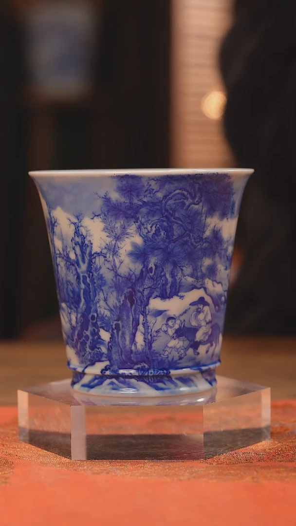 【闪购商品】杯恒垣山房 骑驴寒林图