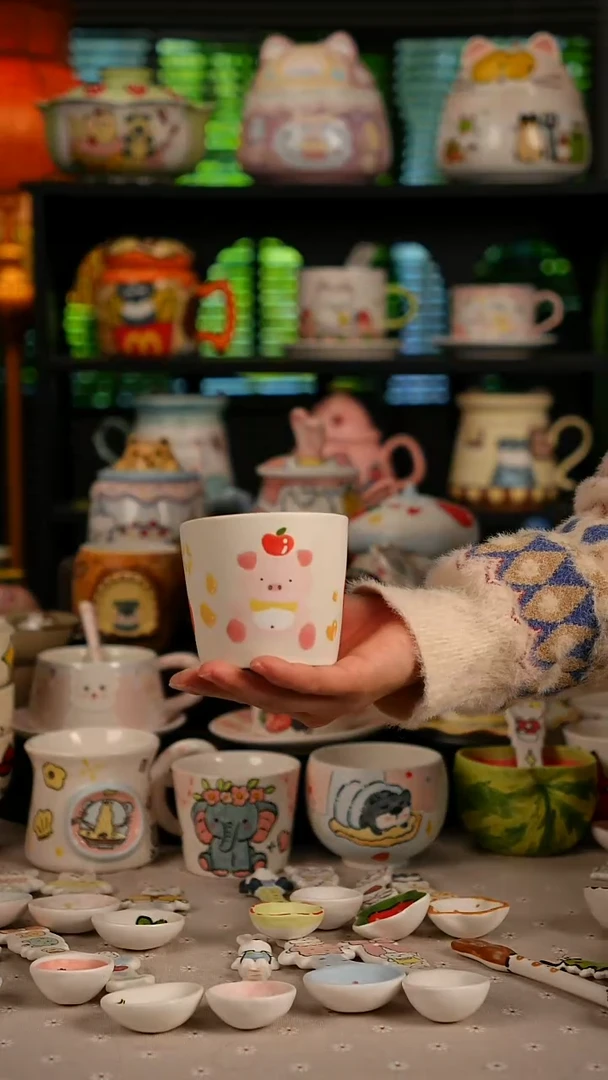 陶瓷无盖款景德镇高温釉下彩纯手绘创意瓷