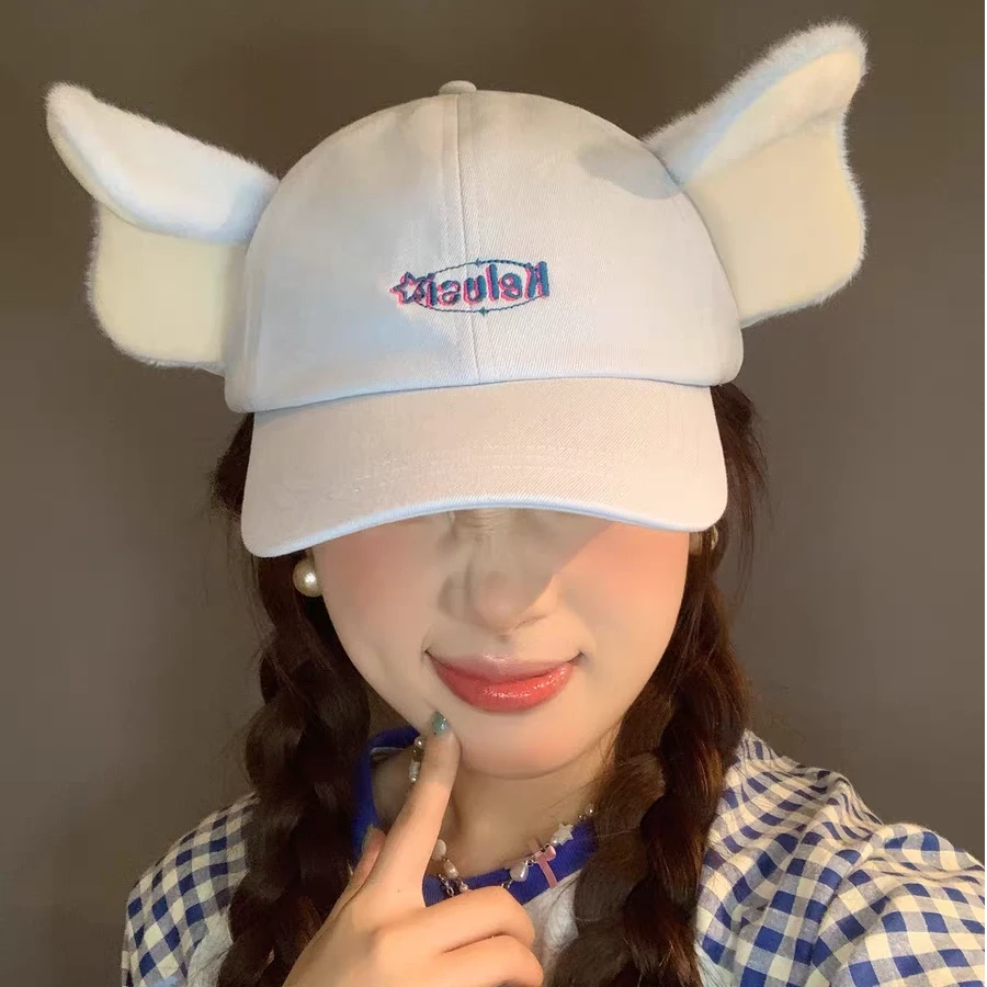 新小飞象个性棒球帽Y2K女春夏大头围防晒帽子鸭舌蓝色遮阳帽戴帽