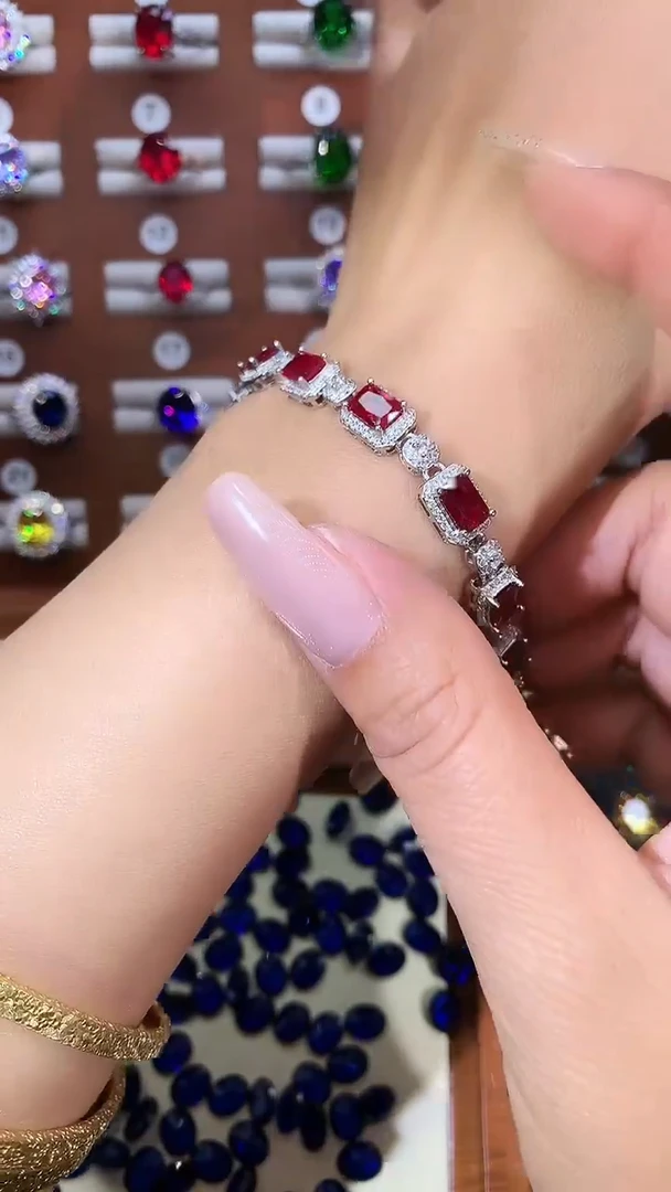 无925银酒红手链