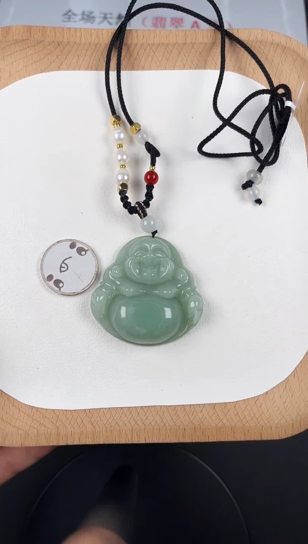 颈饰未镶嵌翡翠LH014翡翠冰绿大佛-4