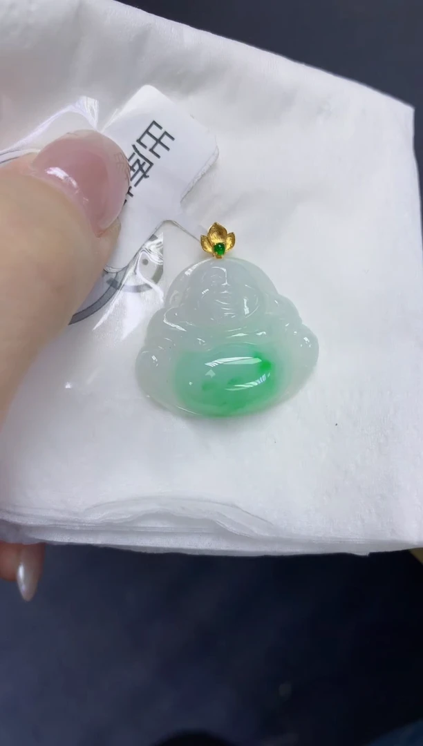 翡翠18K金镶嵌颈饰天然缅甸翡翠A货百元以上9元证书费自理