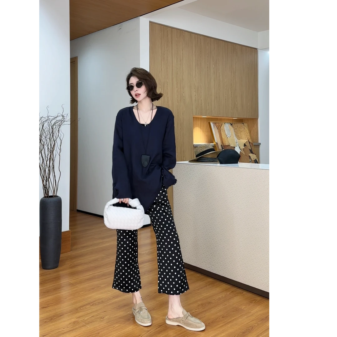 YYOUHAN 2025新款【自在如风】手袖纽扣款V领长袖防晒T恤 2506C3653