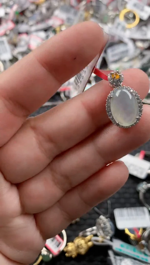 银S925镶嵌戒指翡翠222  10