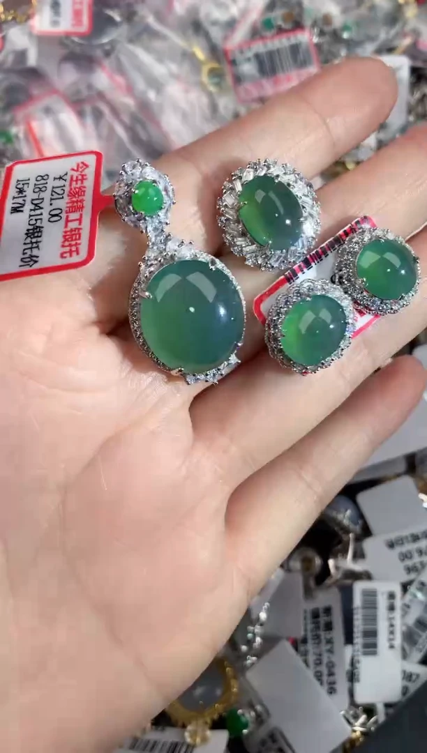 银S925镶嵌戒指翡翠101010----4