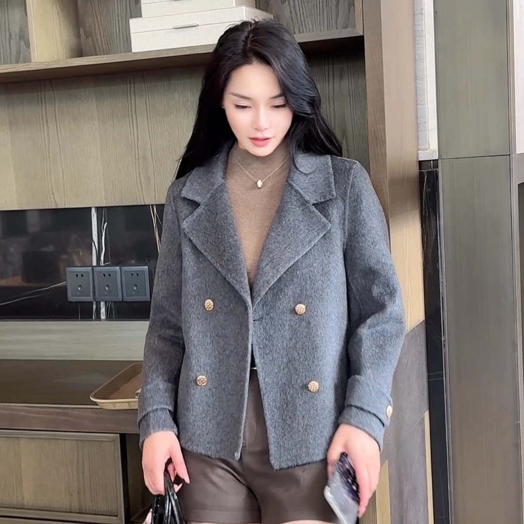 羊毛呢外套女韩版时尚厚款短款休闲风西装西装领