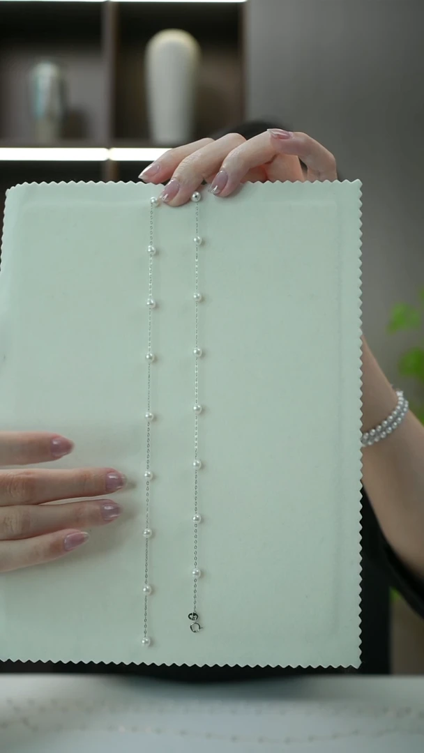 项链银S925镶嵌淡水珍珠s925银 满天星锁骨链 5-6mm