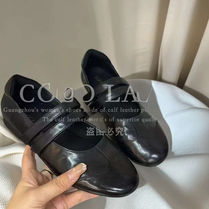 【茜妍】时尚百搭女士黑色软底英伦风平底玛丽珍25DX441LX