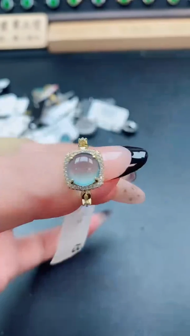 银S925镶嵌戒指翡翠1
