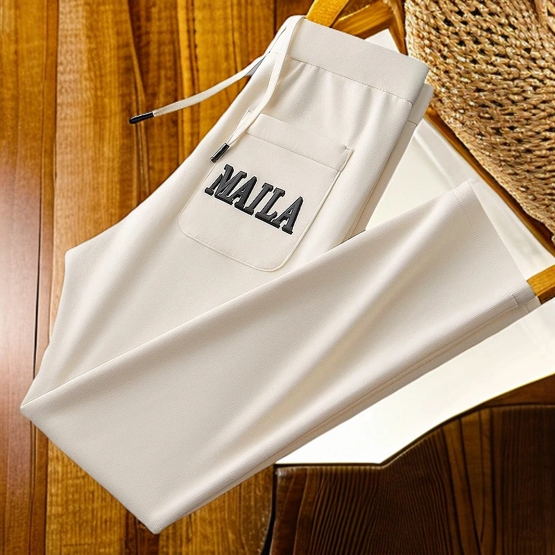 秋冬高端轻奢时尚简约空气层太空棉卫裤男士修身运动小直筒休闲裤