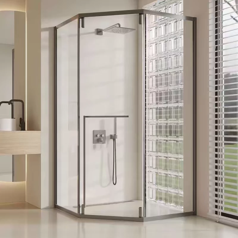 钻石型淋浴房侧移门极窄小户型卫生间干湿分离隔断推拉玻璃门定制