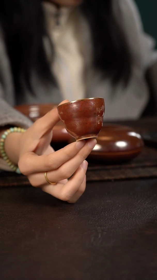 【闪购商品】杯聚澜堂红金花小葫芦杯