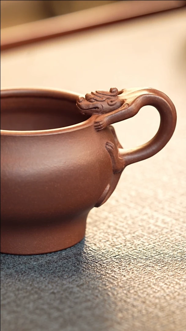 茶壶紫砂黄继荣全手紫罗兰螭龙杯