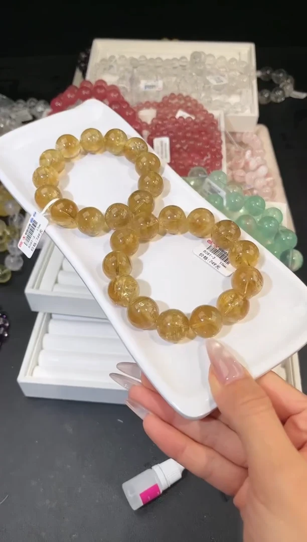 水晶手链未镶嵌多样性发一Q93黄阿赛17mm